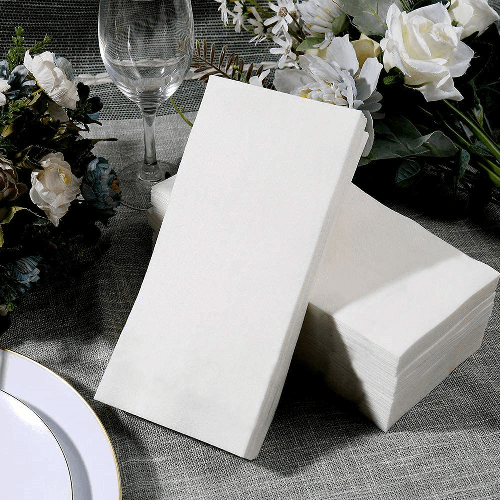 Bulk White Guest Towels (1/6 Fold, Linen-Feel)