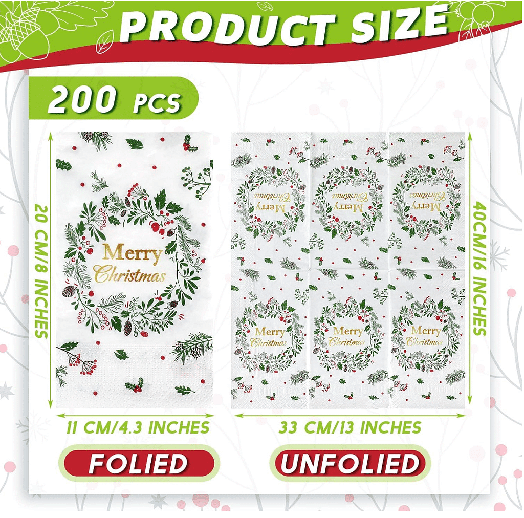 sizes of christmas cloth look napkins