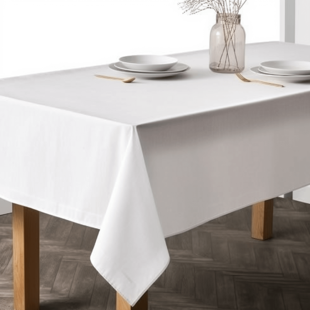 55"x100" Customized White Linen-like Tablecloths