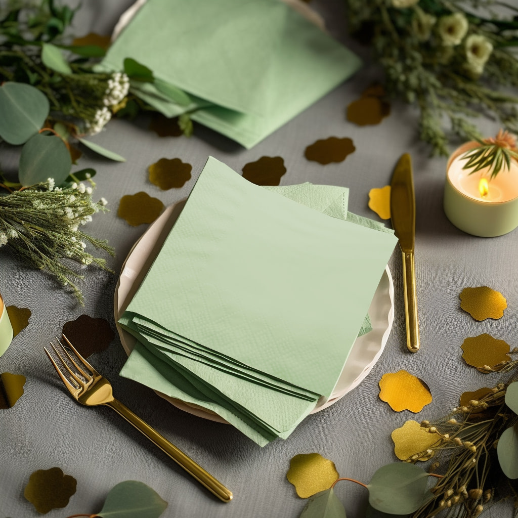 180346 Soft Sage Green Cocktail Napkin wholesale