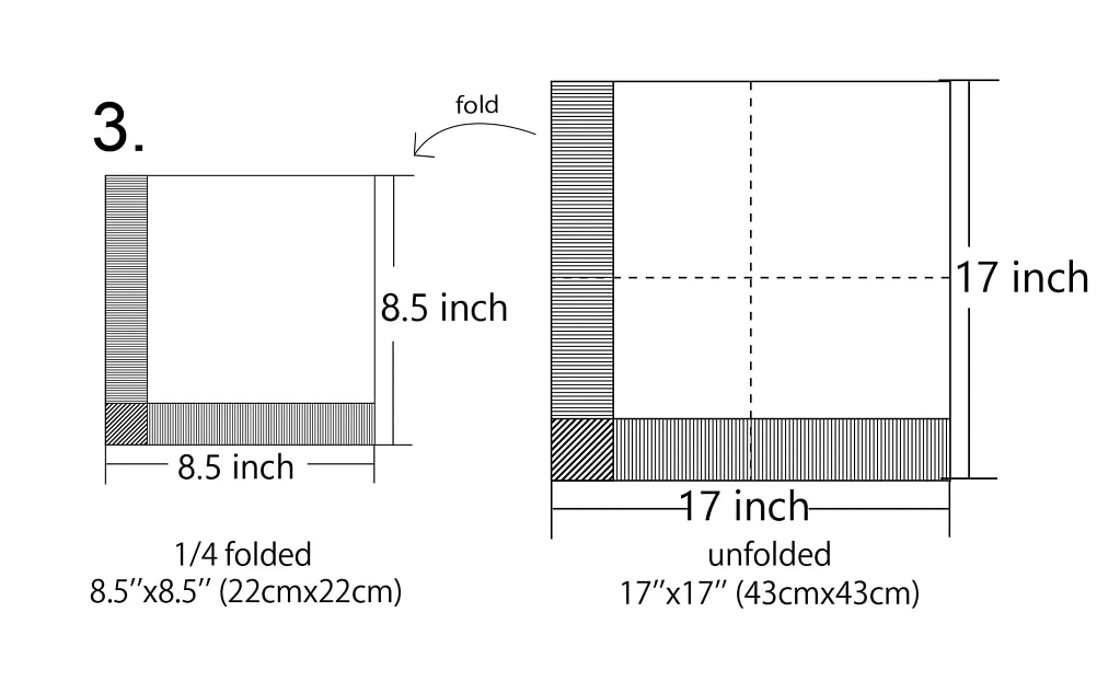 1/4 folded 17"x17" dinner paper napkin