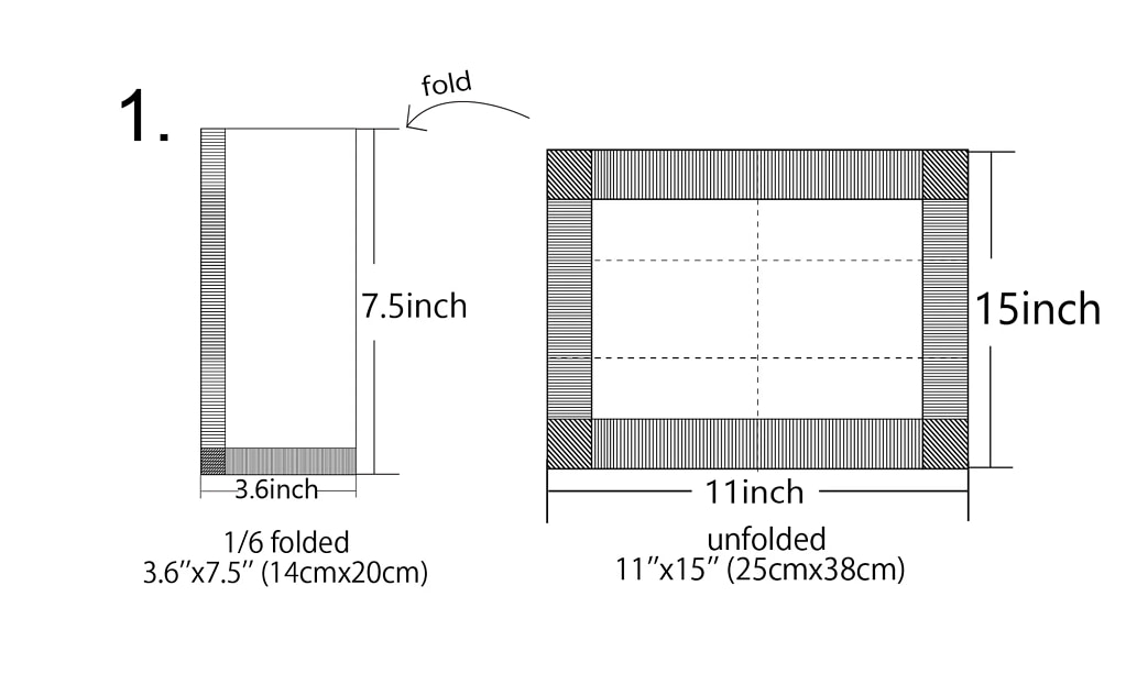 1/6 folded 11"x15"luncheon napkin