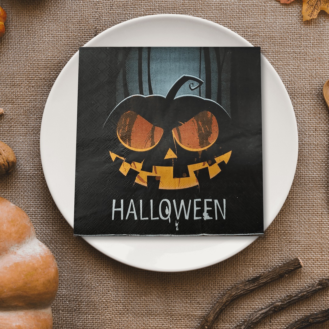 Black Halloween Napkin Tissue with Pumpkin