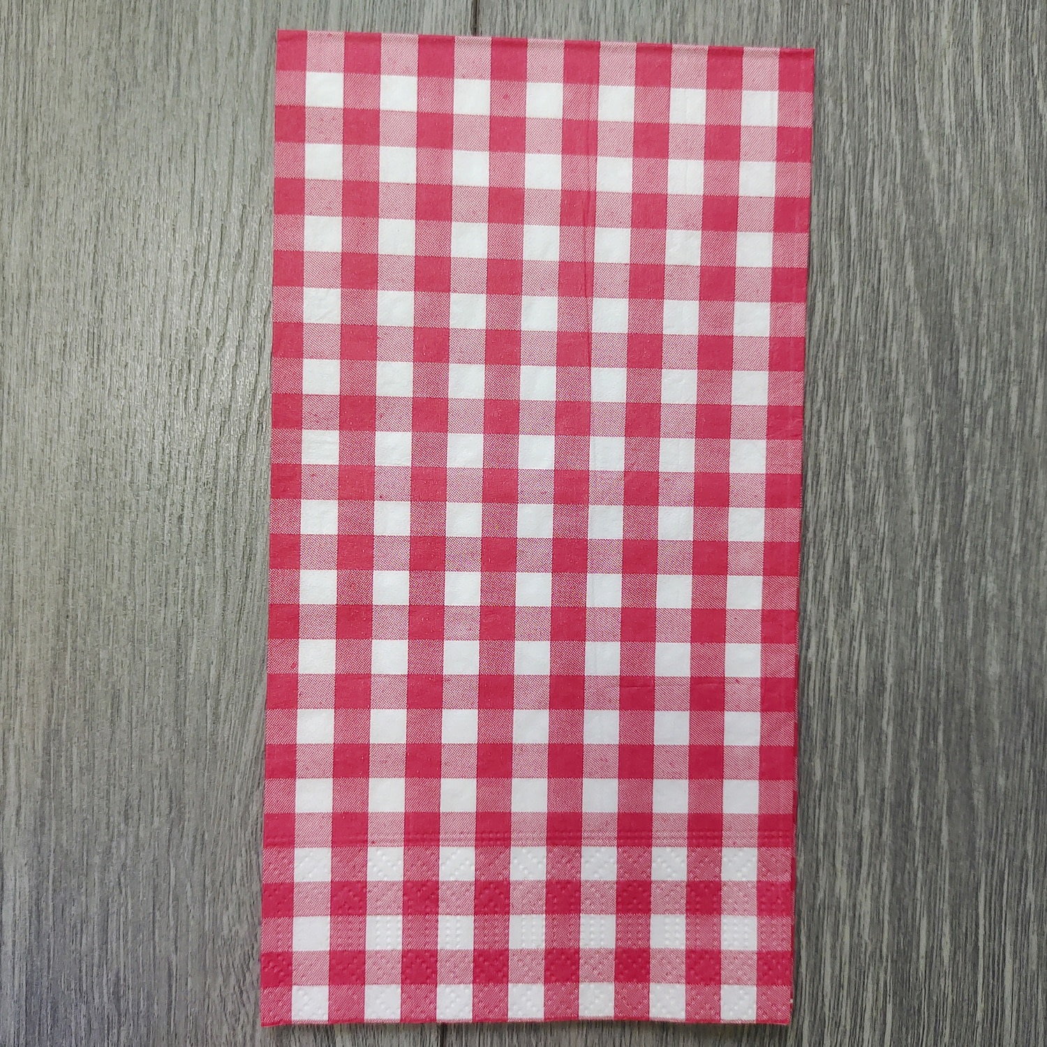 red and white check luncheon napkin