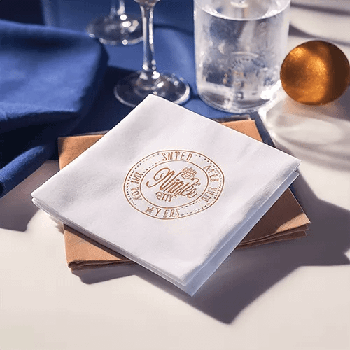 20x20cm,1/4 fold, monogrammed luxury airlaid cocktail napkins