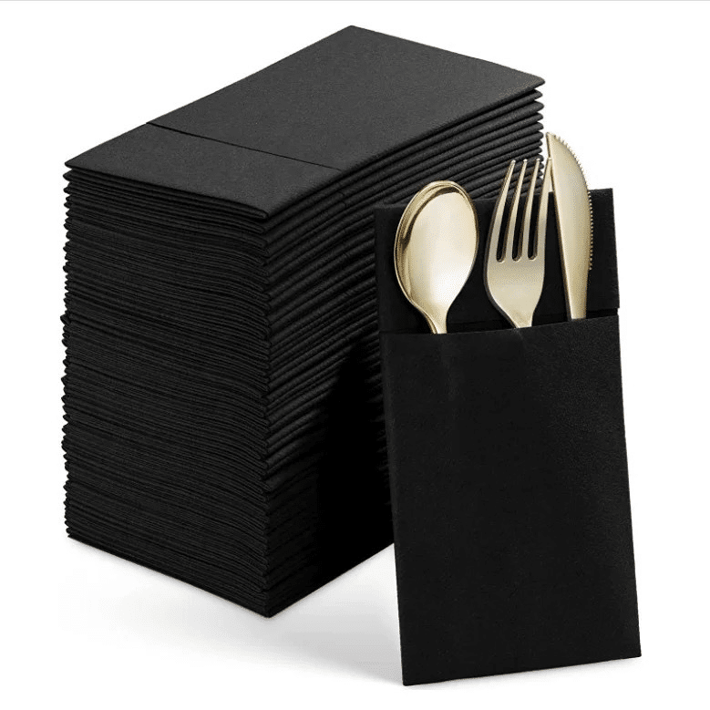 Black Linen Feel Napkins